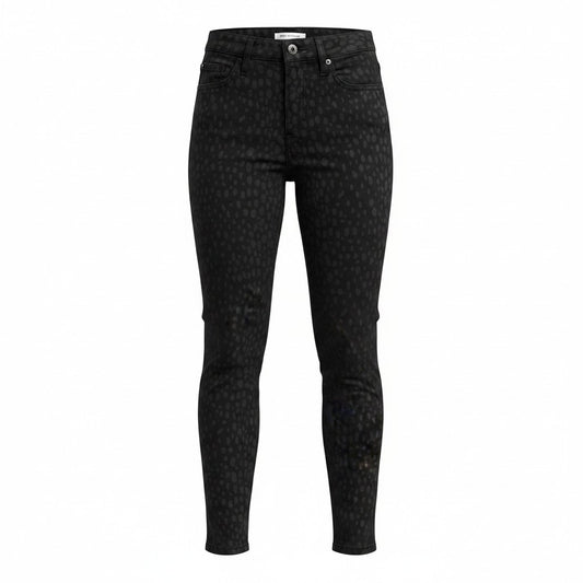 PANTALONS TAILLE HAUTE AVEC MOTIFS LÉOPARD NOIR X-SMALL