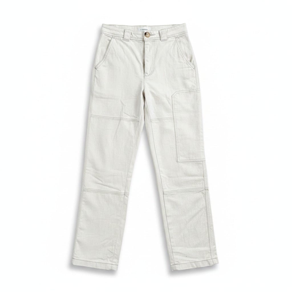 PANTALONS TAILLE HAUTE CRÈME LIVOM X-SMALL