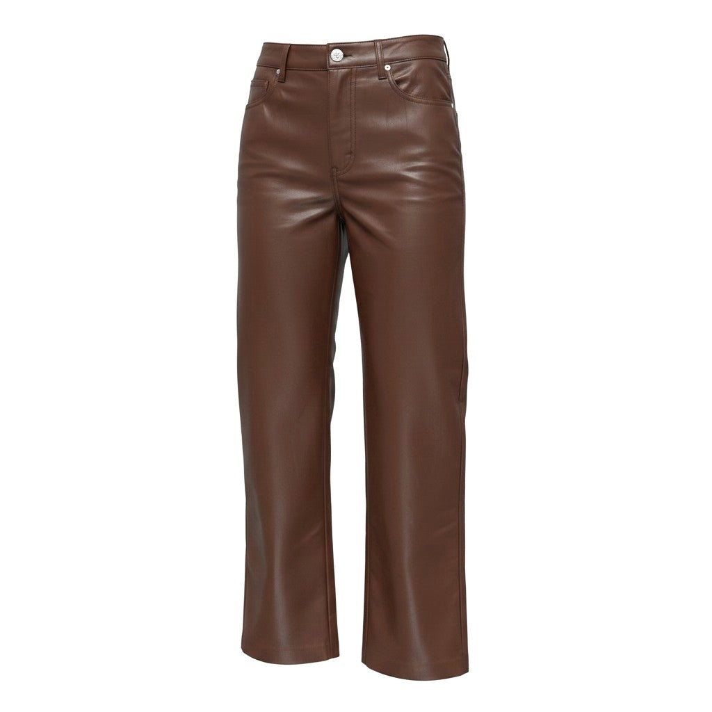 PANTALONS TAILLE HAUTE FAUX CUIR MARRON WILFRED ARITZIA X-SMALL