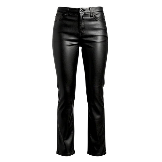 PANTALONS TAILLE HAUTE FAUX CUIR NOIR SMALL