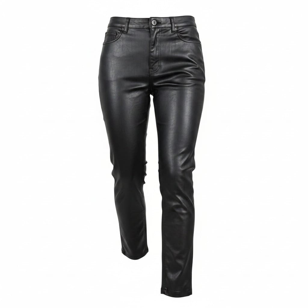 PANTALONS TAILLE HAUTE NOIR FAUX CUIR DYNAMITE SMALL