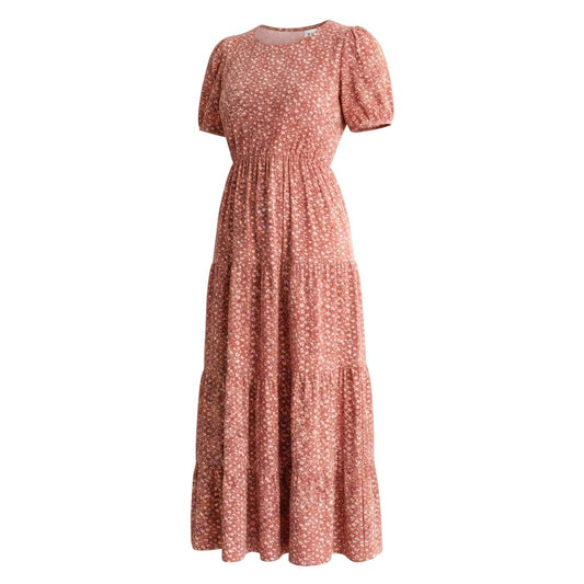 ROBE LONGUE ROSE MATERNITÉ AVEC FLEURS X-SMALL