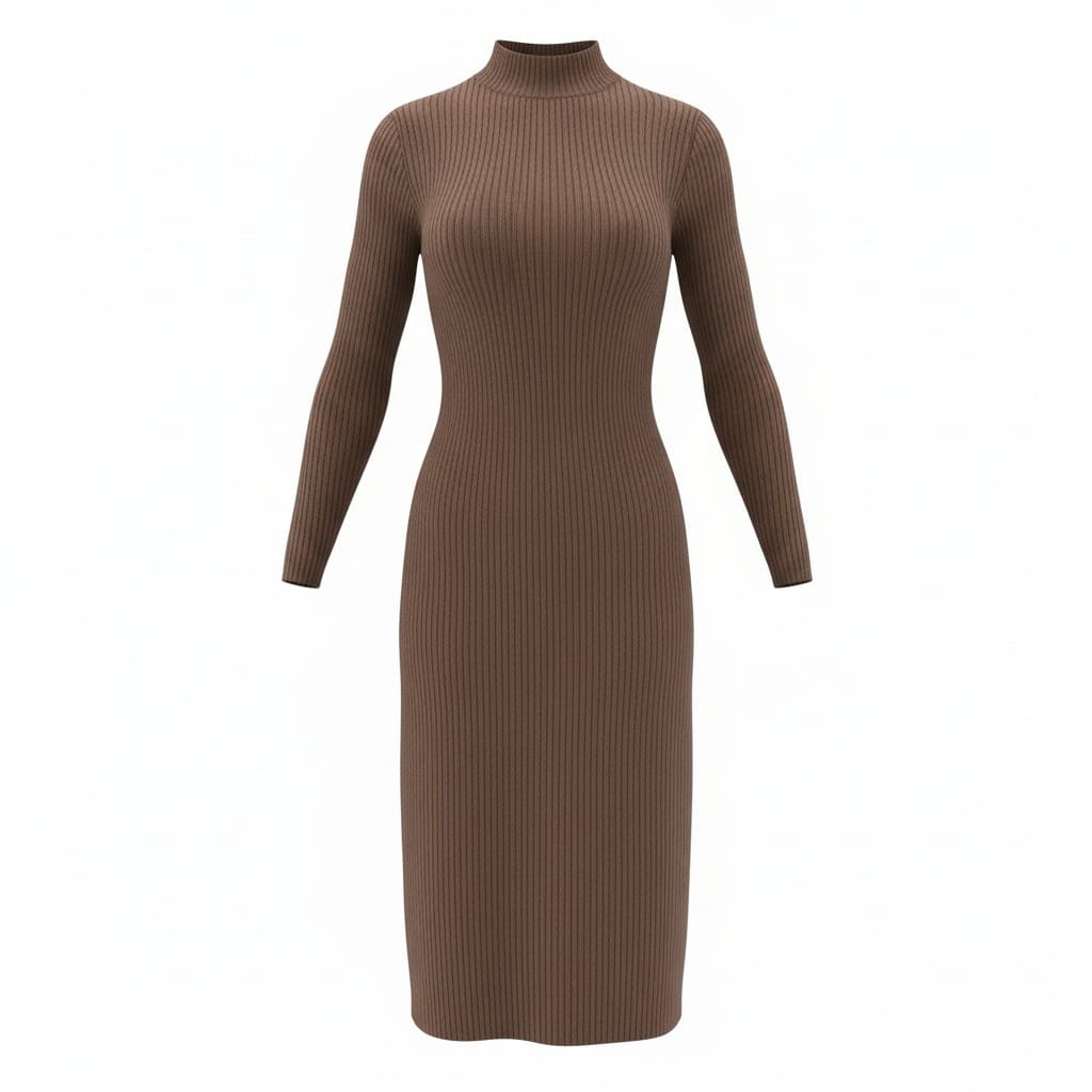 ROBE MANCHES LONGUES MARRON LAVON 1X-LARGE