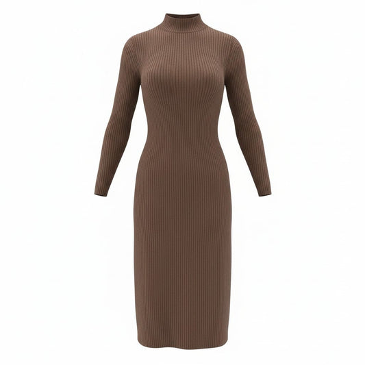 ROBE MANCHES LONGUES MARRON LAVON 1X-LARGE