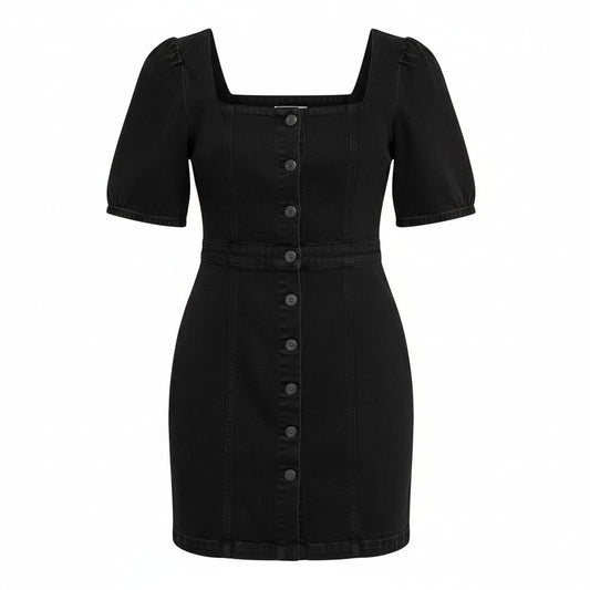 ROBE NOIR AVEC BOUTONS EN JEANS LARGE