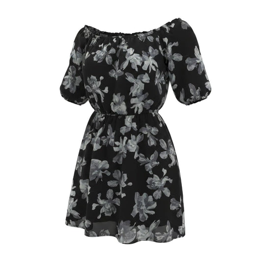 ROBE NOIR AVEC FLEURS BLANCHE SMALL