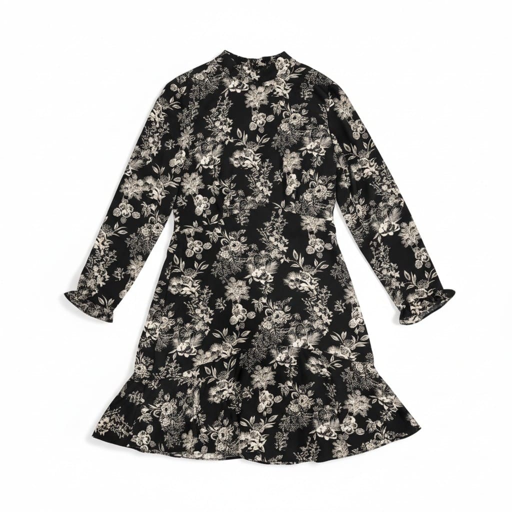 ROBE NOIR AVEC MOTIFS FLEURS RW&CO X-SMALL