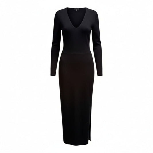 ROBE NOIRE MANCHES LONGUES COL V DYNAMITE MEDIUM