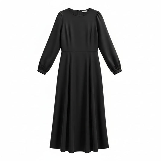 ROBE NOIR MANCHES LONGUES STYLE SATIN H&M MEDIUM