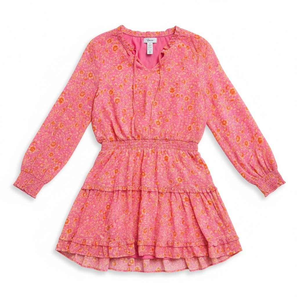 ROBE ROSE AVEC FLEURS ORANGE X-LARGE