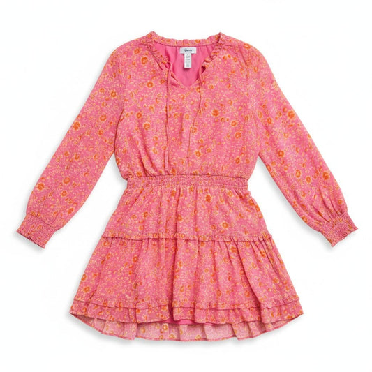 ROBE ROSE AVEC FLEURS ORANGE X-LARGE