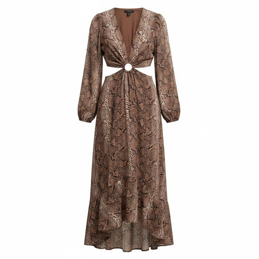 ROBE MOTIF SERPENT MARRON MEDIUM