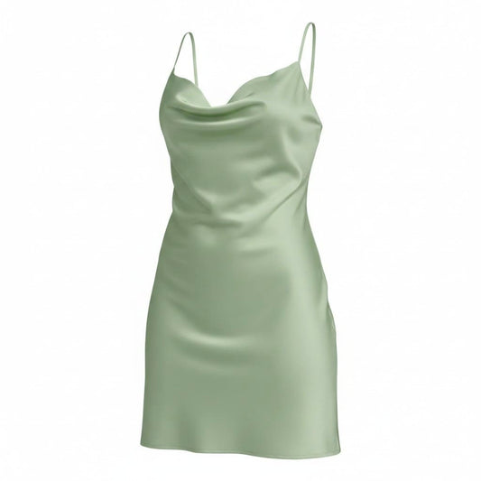 ROBE VERT EN SATIN SIMONS X-SMALL