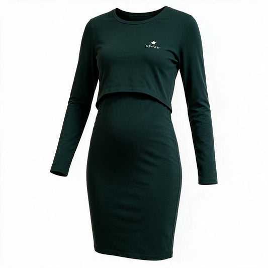 ROBE VERT FORÊT ROSE MATERNITÉ X-SMALL