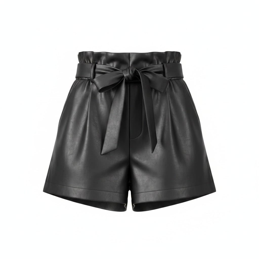 SHORTS EN FAUX CUIR NOIR ZARA MEDIUM
