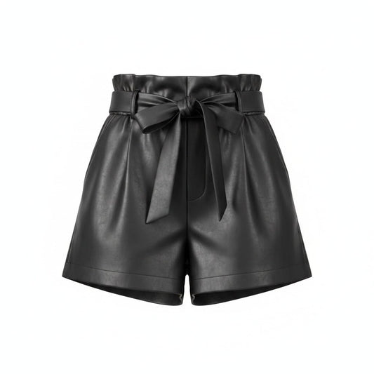SHORTS EN FAUX CUIR NOIR ZARA MEDIUM
