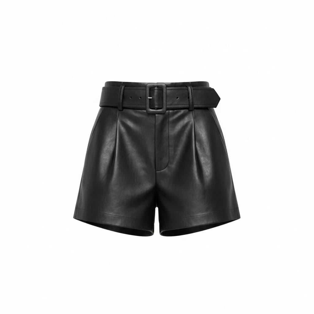 SHORTS TAILLE HAUTE NOIR FAUX CUIR ZARA X-SMALL