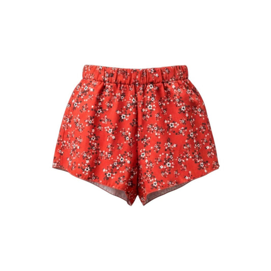 SHORTS TAILLE HAUTE ORANGE AVEC FLEURS X-SMALL
