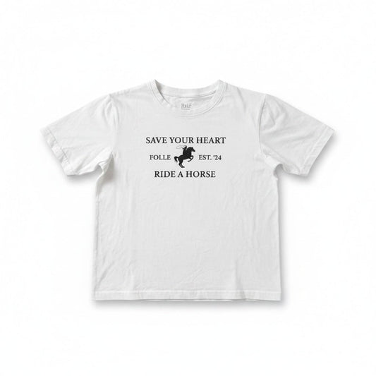 T-SHIRT BLANC "SAVE YOUR HEART" MEDIUM