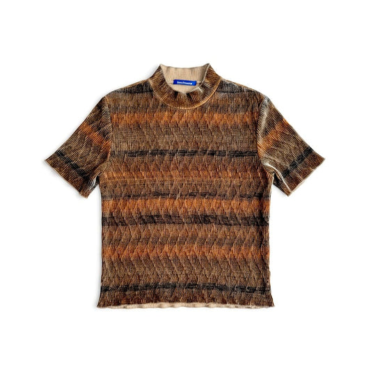 T-SHIRT CROP ZARA EN VELOUR MARRON SMALL