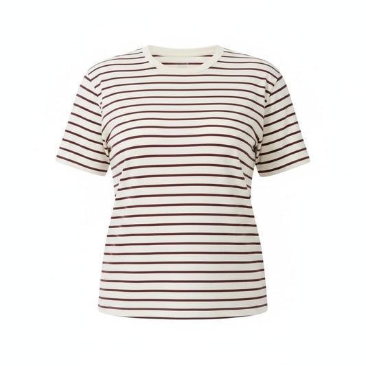 T-SHIRTS BLANC LIGNÉ MARRON OVERSIZED X-SMALL