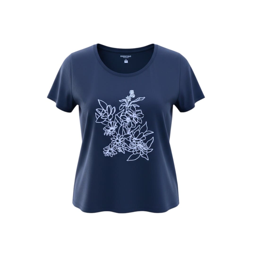 T-SHIRTS BLEU MARIN AVEC FLEURS REITMANS LARGE