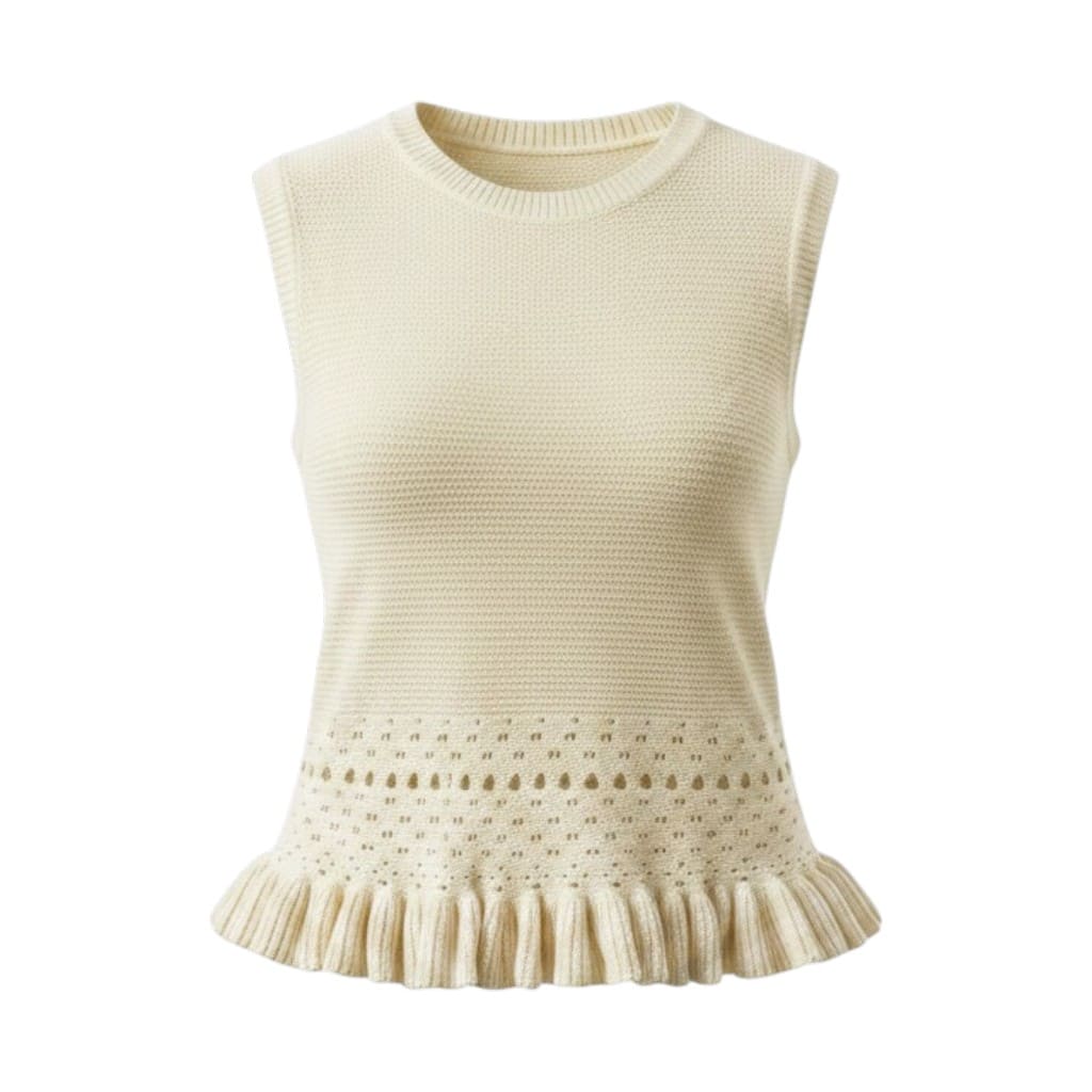 T-SHIRTS CROP CRÈME SANS MANCHES BAS FROUFROU MEDIUM