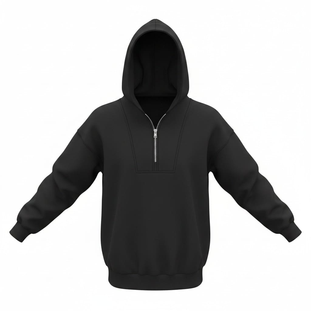 VESTE NOIR NEUVE DEMI-ZIP ORAKI LARGE